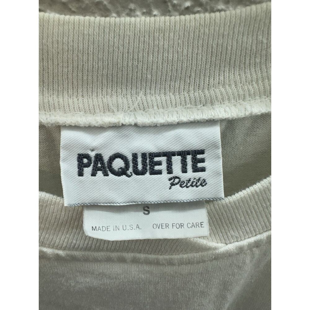 Paquette Womens Top Size Petite Small White Floral Pocket Short Sleeve USA VTG - Picture 5 of 12